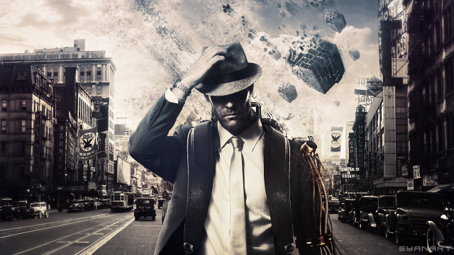 Man suit tie city street #2 free wallpaper - medium preview image