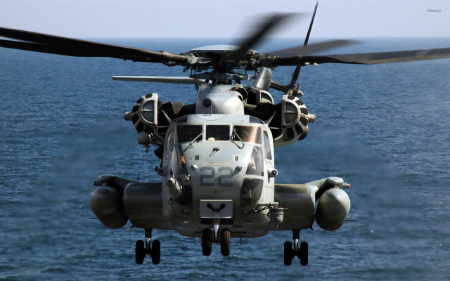 Helicopter flying ocean propellers wings free wallpaper - medium preview image