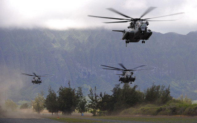 Military helicopters forest mountains person free wallpaper - medium preview image