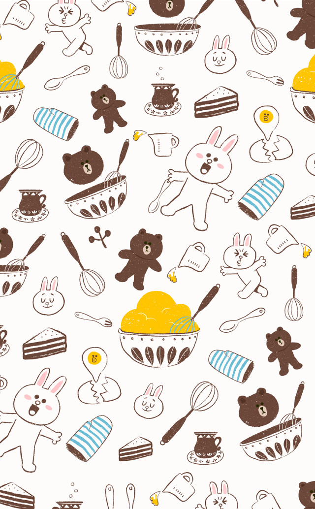 Brown bear yellow bear pattern free wallpaper - medium preview image