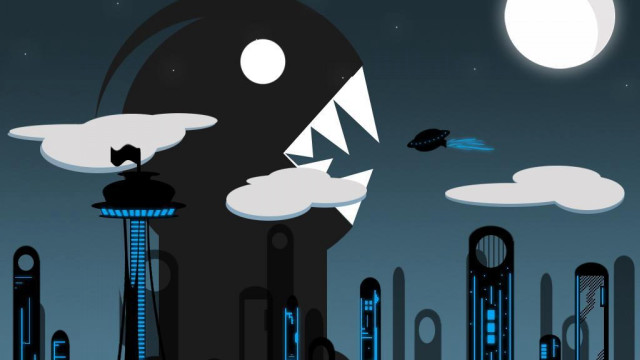 Futuristic city giant shark tower free wallpaper - medium preview image