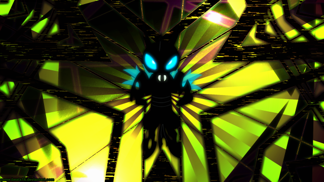Blue yellow flower glowing cybernetic free wallpaper - medium preview image