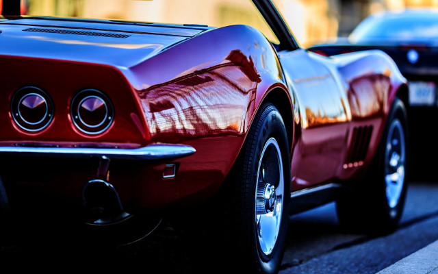 Red car parking street building free wallpaper - medium preview image