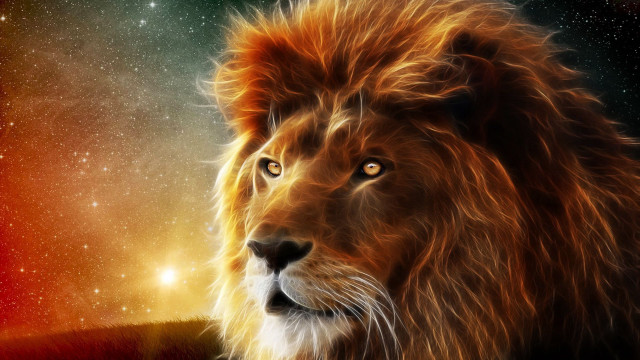 Lion red mane yellow eyes free wallpaper - medium preview image