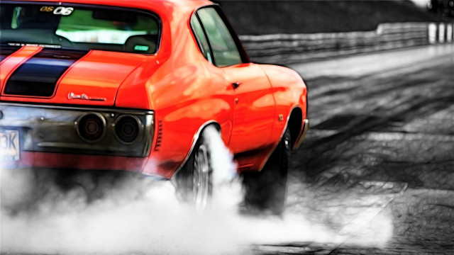 Red car black stripe driving #2 free wallpaper - medium preview image