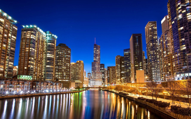 River city night tall buildings #8 free wallpaper - medium preview image