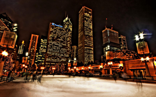 City night skating ice rink #2 free wallpaper - medium preview image