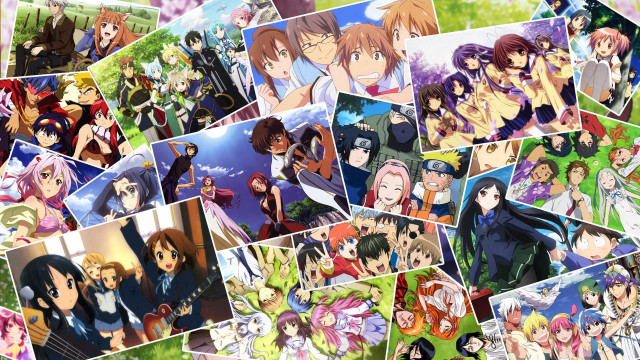 Anime collage faces hair colors free wallpaper - medium preview image