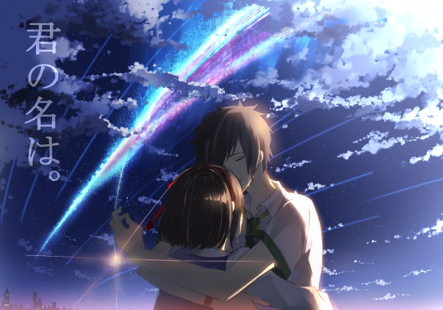 Couple hugging rainbow sky clouds free wallpaper for desktop - medium preview image