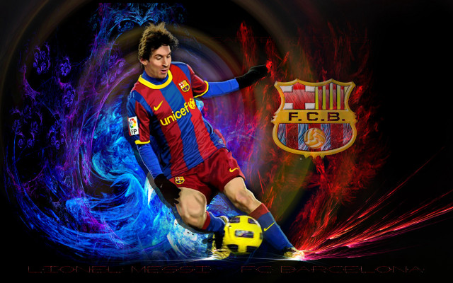 Soccer player kicking colorful background free wallpaper - medium preview image