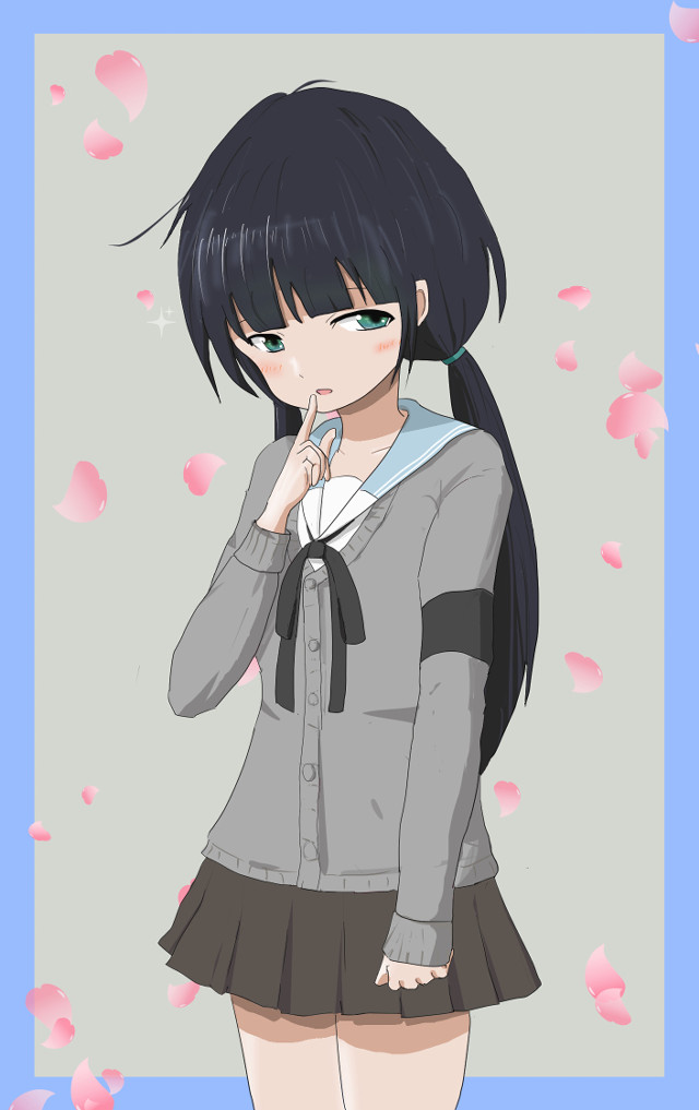 Girl skirt gray shirt bowtie free wallpaper - medium preview image
