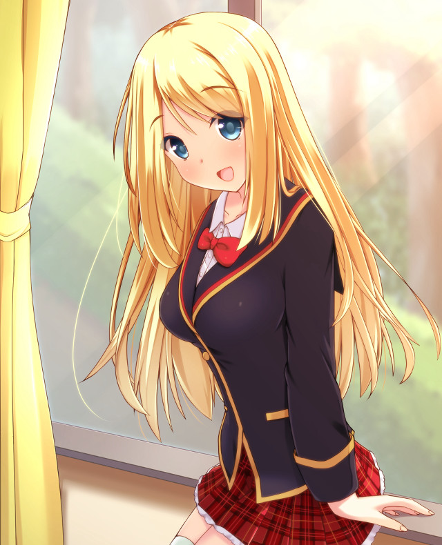 Girl school uniform window hand free wallpaper - medium preview image