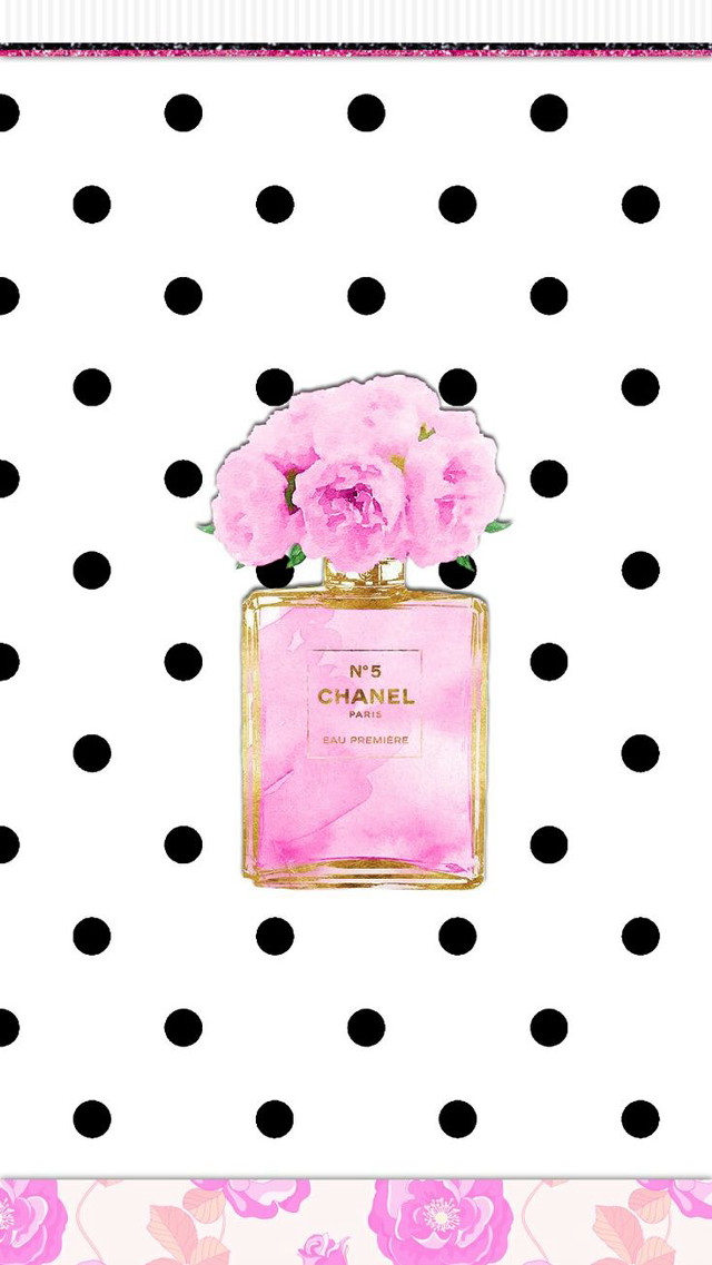 Pink perfume bottle flowers watercolor free wallpaper - medium preview image