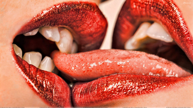 Close up woman mouth red free wallpaper - medium preview image