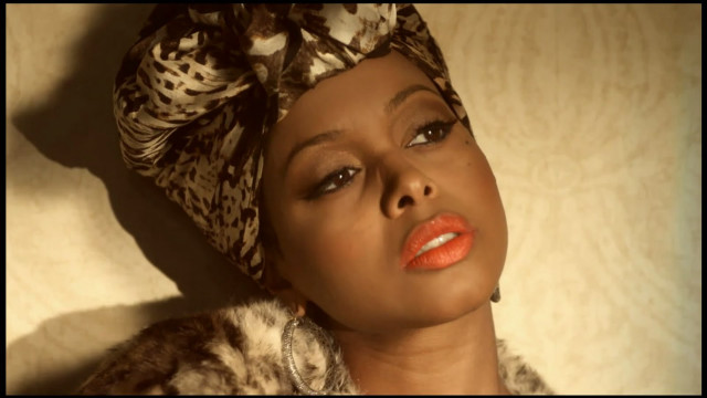 Woman leopard headscarf orange lipstick free wallpaper - medium preview image