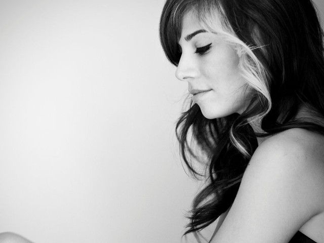 Woman black dress cell phone #2 free wallpaper - medium preview image
