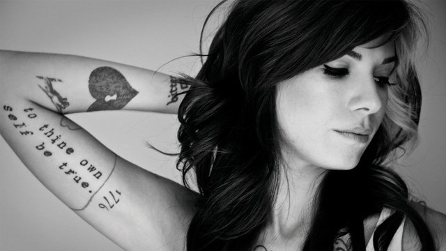 Woman tattoos arms shoulder quote free wallpaper - medium preview image