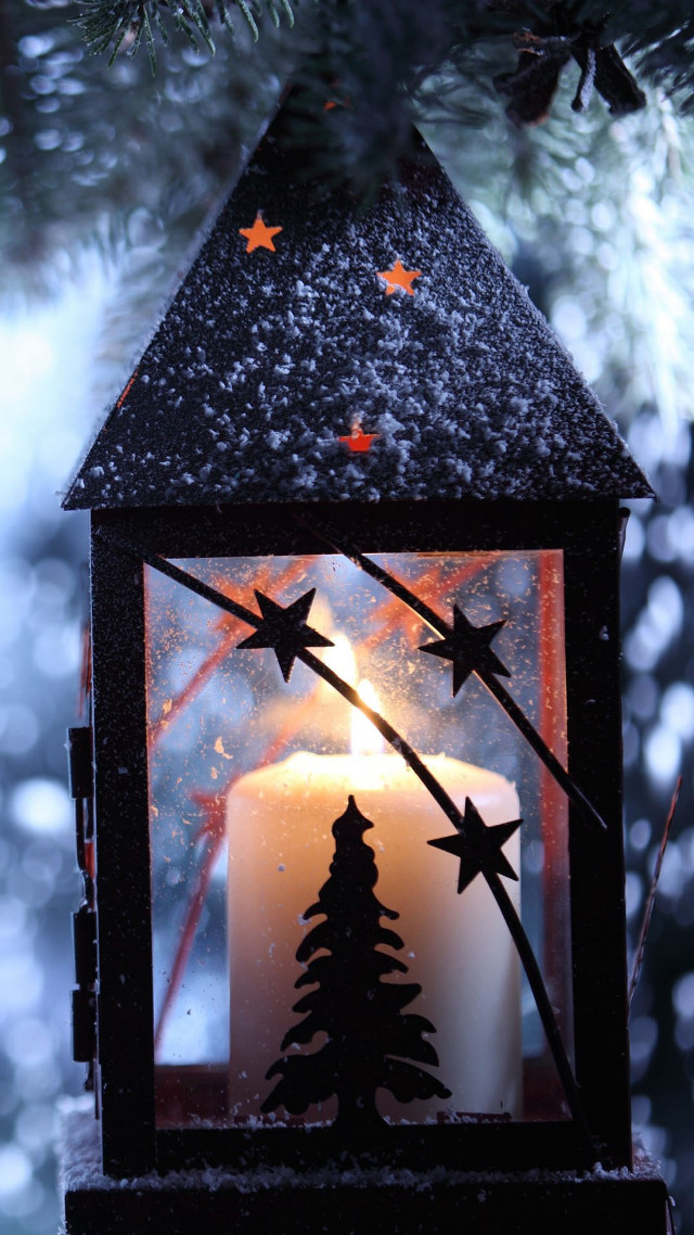 Lit candle lantern christmas tree free wallpaper - medium preview image