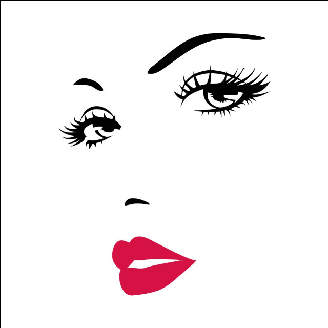 Woman redlipstick blacklashes whiteframe lycoart free wallpaper - medium preview image