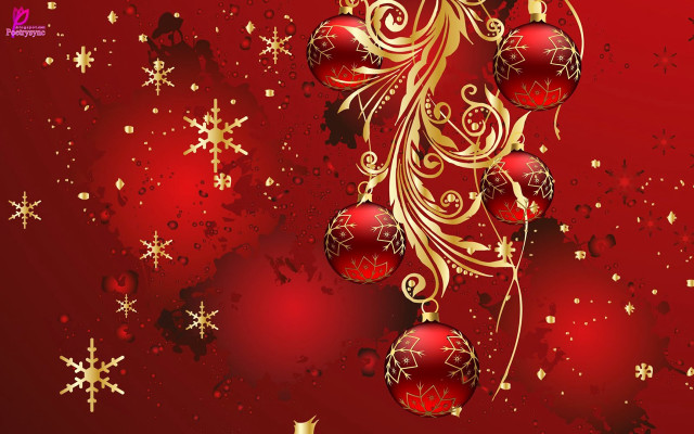 Red gold christmas background ornaments free wallpaper - medium preview image
