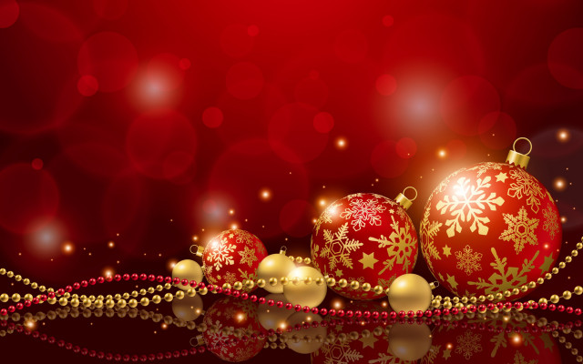 Red christmas background ornaments gold free wallpaper - medium preview image