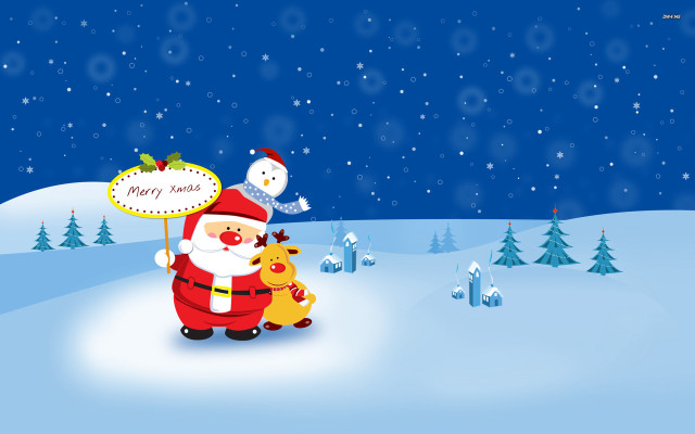 Santa claus sign reindeer snow free wallpaper - medium preview image