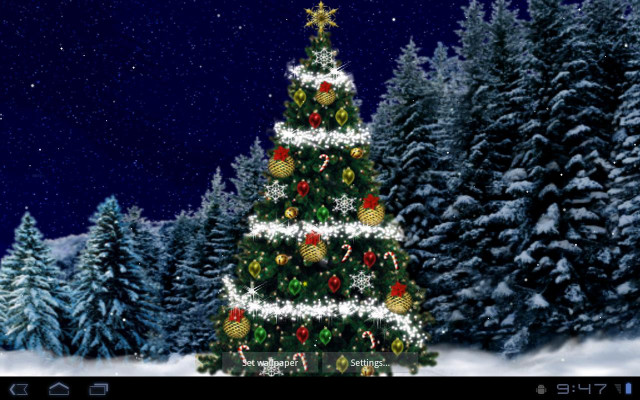 Christmas tree star snow forest free wallpaper - medium preview image
