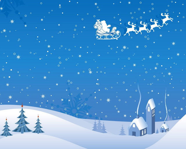 Santa claus sleigh snowy landscape #2 free wallpaper - medium preview image