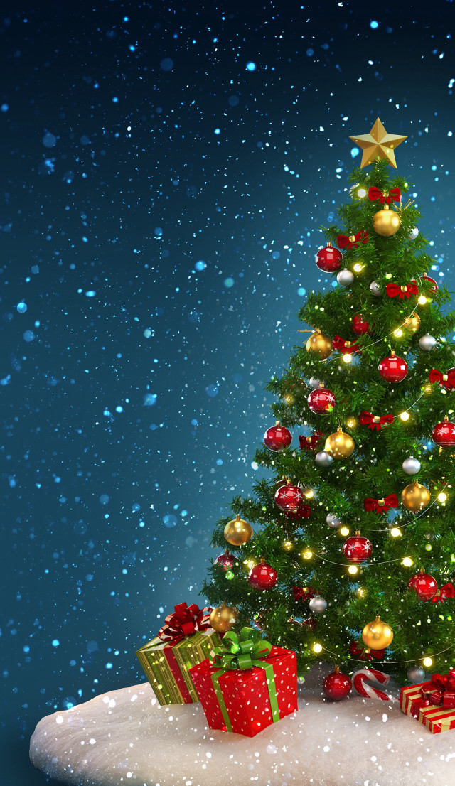 Christmas tree presents snow falling #3 free wallpaper - medium preview image