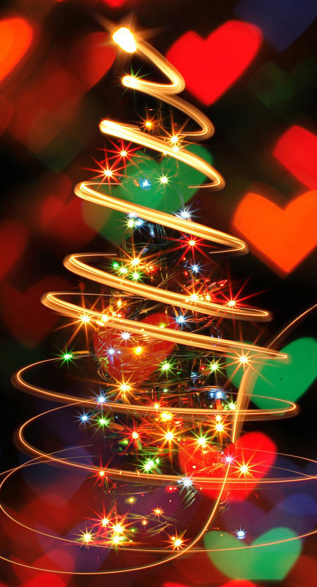 Christmas tree lights night blurry free wallpaper - medium preview image