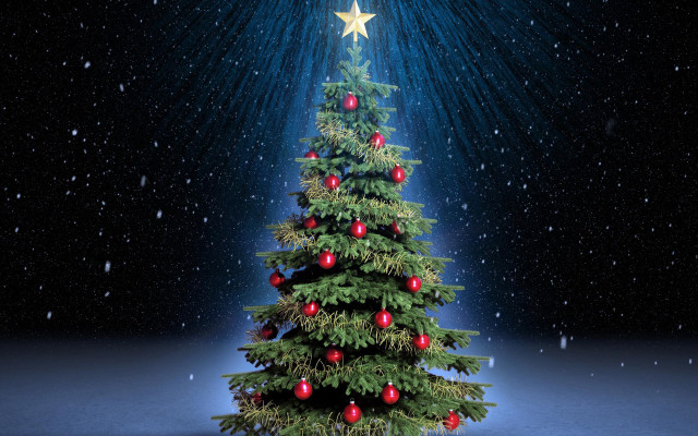 Christmas tree snow star above free wallpaper - medium preview image