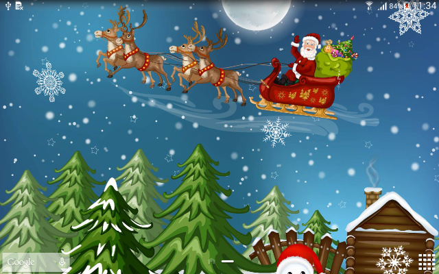 Santa sleigh reindeer snowy forest free wallpaper - medium preview image