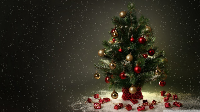 Christmas tree snowing presents night free wallpaper - medium preview image