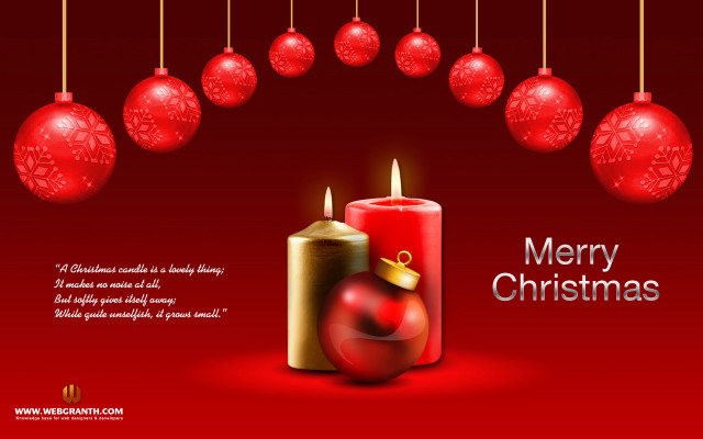 Red christmas card candle ornaments free wallpaper - medium preview image
