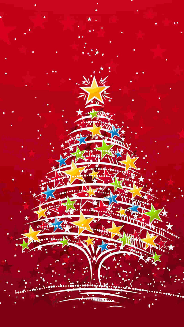 Christmas tree stars red background #4 free wallpaper - medium preview image