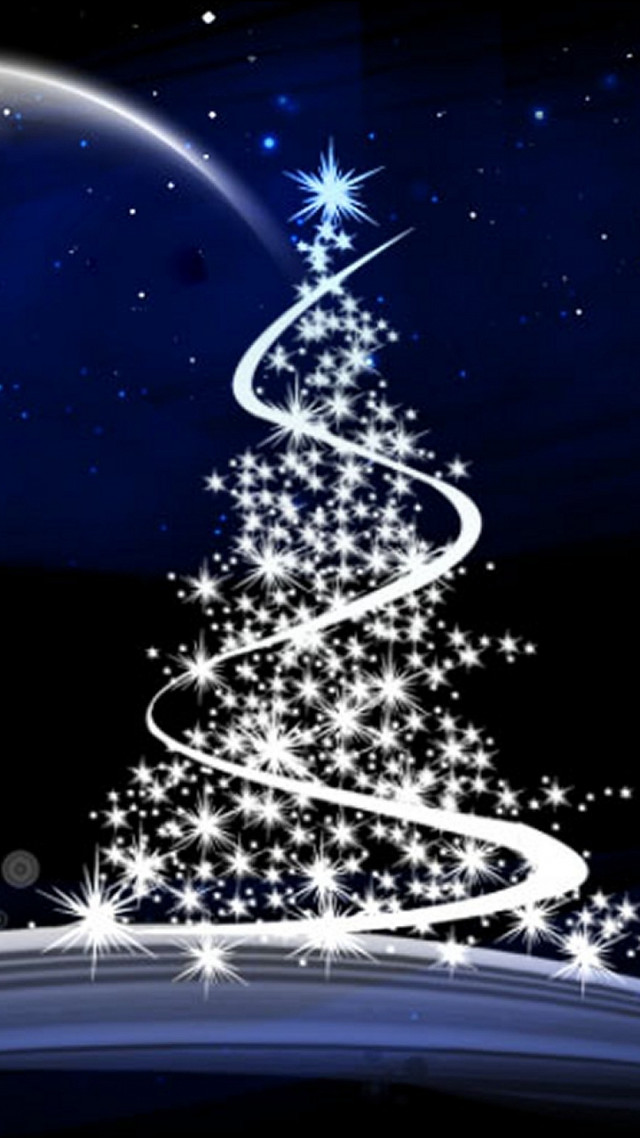 Christmas tree stars crescent background free wallpaper - medium preview image