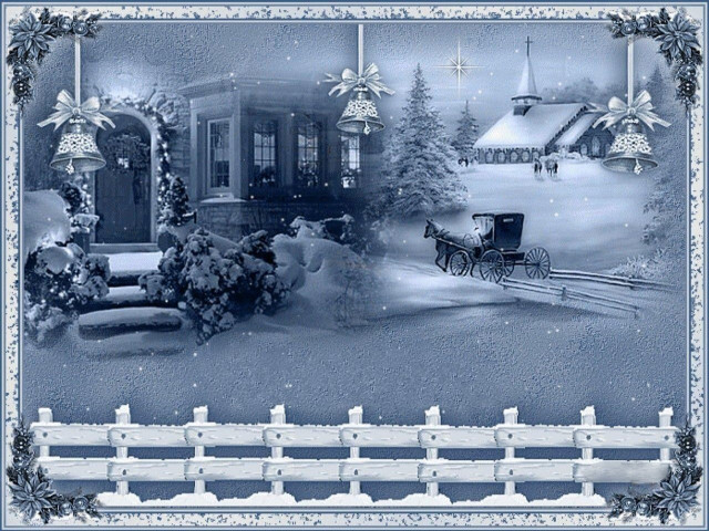 Christmas card horse drawn carriage free wallpaper - medium preview image