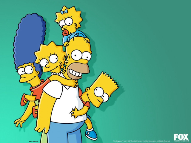 Simpsons family group green background free wallpaper - medium preview image