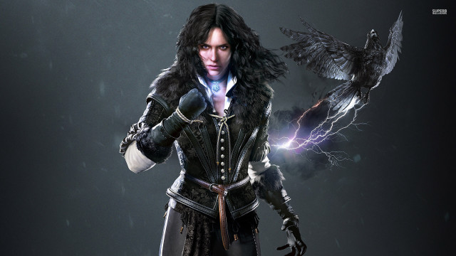 Woman holding bird sword lightning free wallpaper - medium preview image