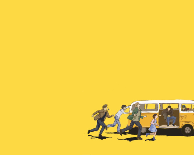 Group people yellow bus yellow free wallpaper - medium preview image