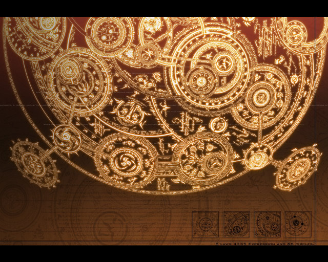 Steampunk clocktower gears magiccircle pentagram free wallpaper - medium preview image