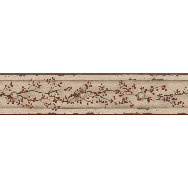 Beige red wallpaper border branch free wallpaper - medium preview image