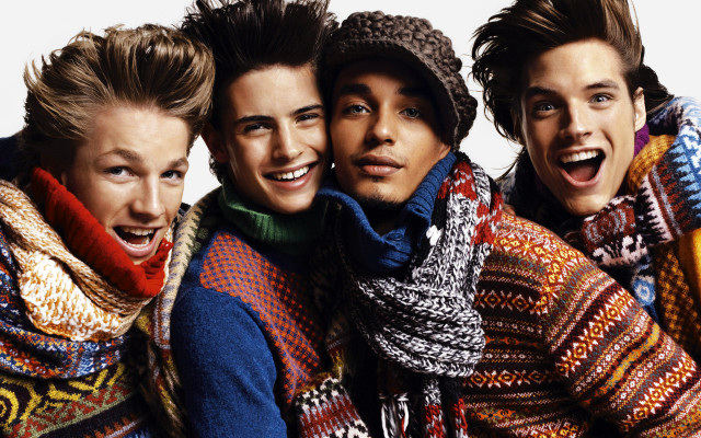 Young men scarves heads group free wallpaper - medium preview image
