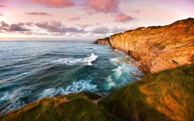 Boat cliff water bascove beach free wallpaper - medium preview image