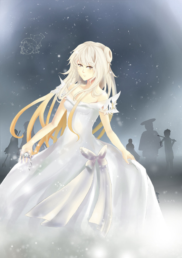 Woman white dress snow man free wallpaper - medium preview image