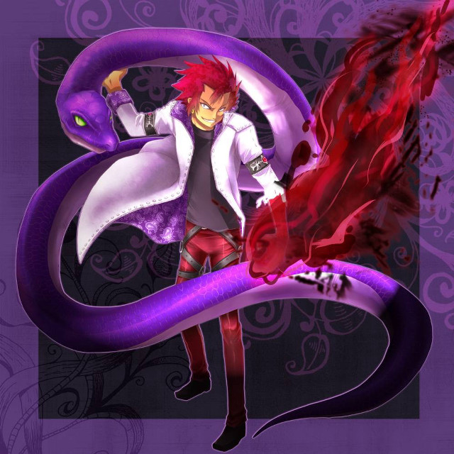 Red haired man purple dragon free wallpaper - medium preview image