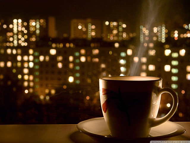 Coffee saucer city night lights #2 free wallpaper - medium preview image