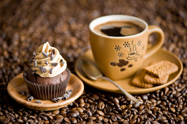 Coffee cup cookies table beans free wallpaper - medium preview image