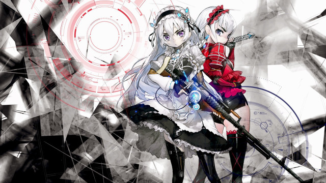 Anime characters guns futuristic pose free wallpaper - medium preview image