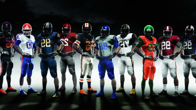 Football players uniforms standing line free wallpaper - medium preview image